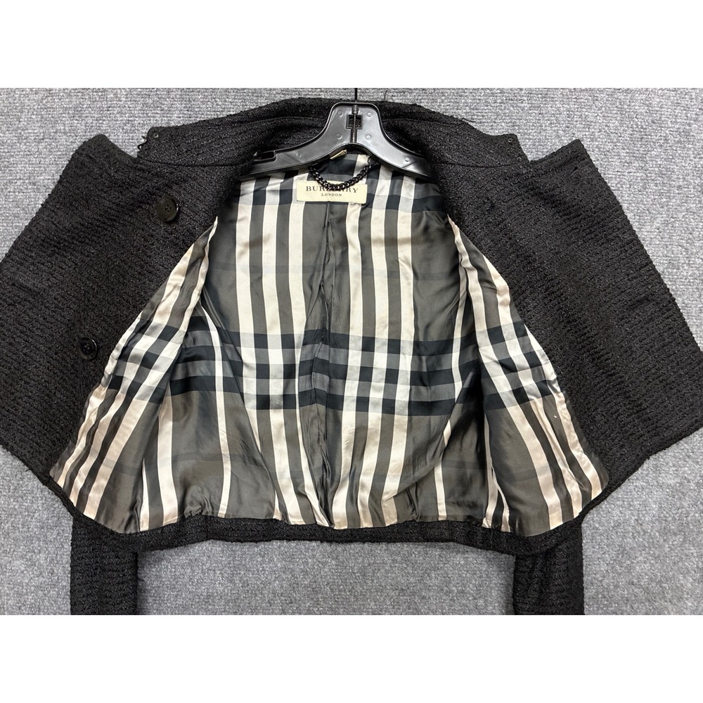 Burberry London Black Tweed Cropped Military Jacket Size 6 Small - Picture 8 of 9